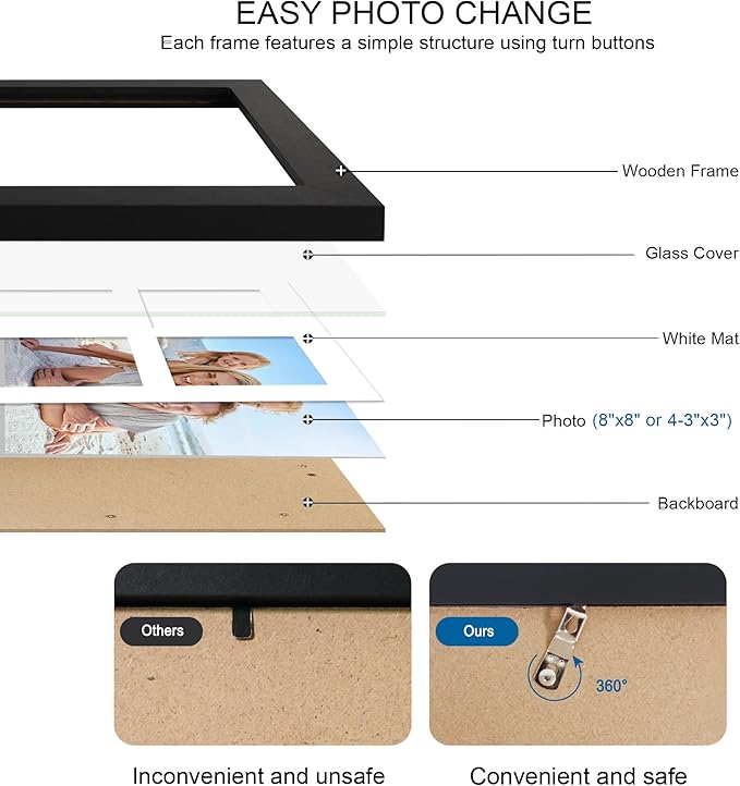 8x8 Picture Frame Set of 2, - Image 3