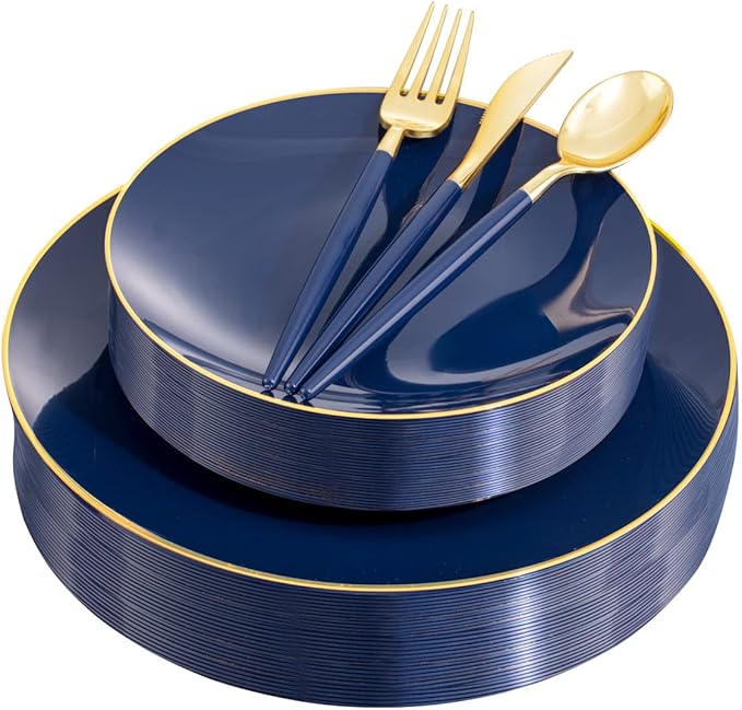 Liacere 150PCS Blue Plastic Plates by Liacere