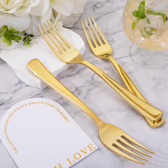 bUCLA 600PCS Gold Plastic Forks - Image 2