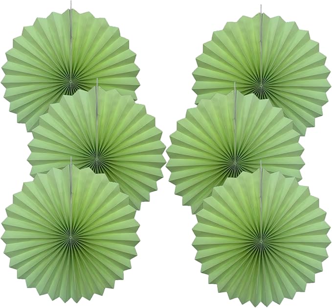 Green Hanging Paper Fans, Army Birthday Party Decorations, Lime Green Decor by BARTHEW
