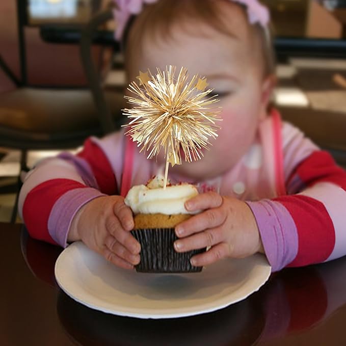 Ephlyn 30Pcs Foil Firework Cupcake Toppers Party Birthday Cake Toppers Supplies - Image 7