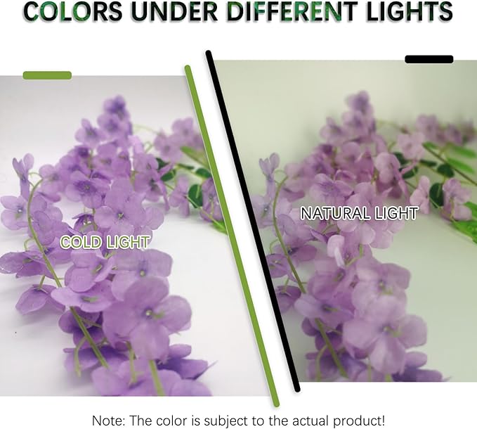 12 Pack Light Purple Wisteria Hanging Flowers Garland, 3.77 Feet Artificial - Image 2