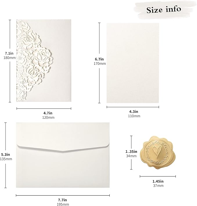 DORIS HOME 50pcs Laser Cut Quinceanera Invitations Green and Ivory White - Image 2