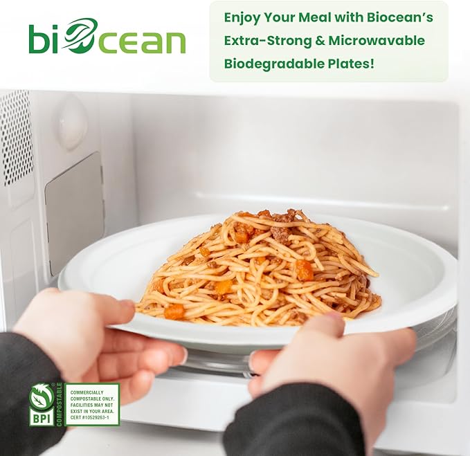 9 Inch Compostable Plates White - Image 4