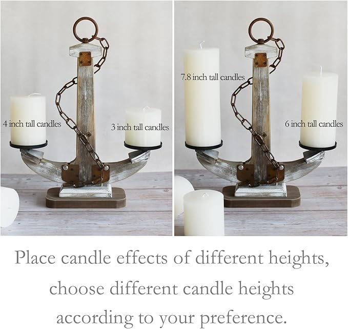 Wooden Anchor Candle Holder Coastal Decor Lake House Decor, Vintage Home Decor - Image 4