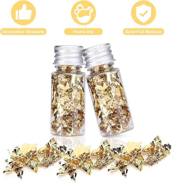 2 Bottles Gold Flakes, Premium Gold Leaf - Image 6