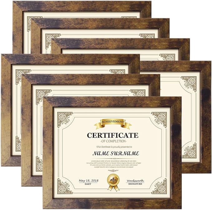 PETAFLOP 8.5x11 Picture Frame Rustic Certificate Frames Wall Tabletop Display by PETAFLOP