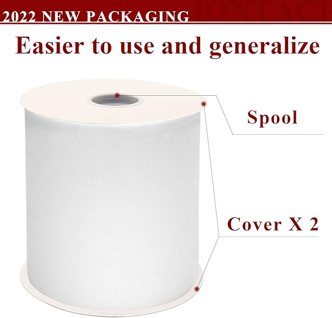 White Tulle Fabric Rolls 6 Inch by 200 Yards Fabric Spool Tulle Ribbon - Image 3
