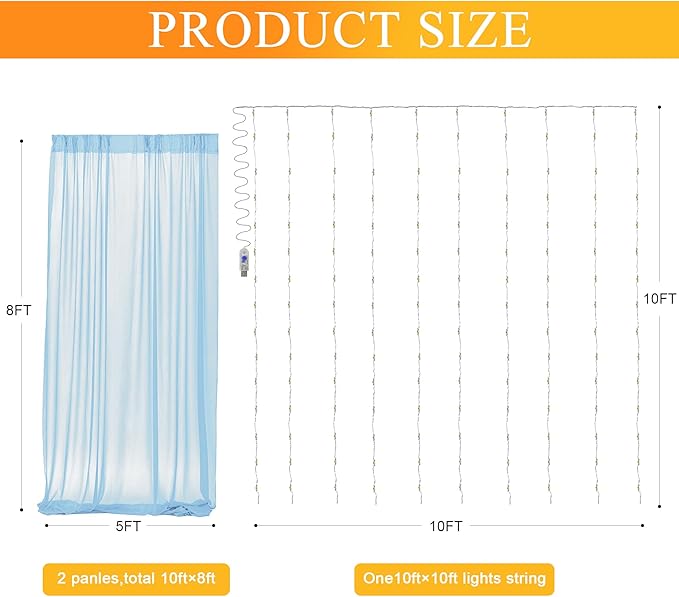 Fomcet Baby Blue Tulle Backdrop Curtains - Image 2