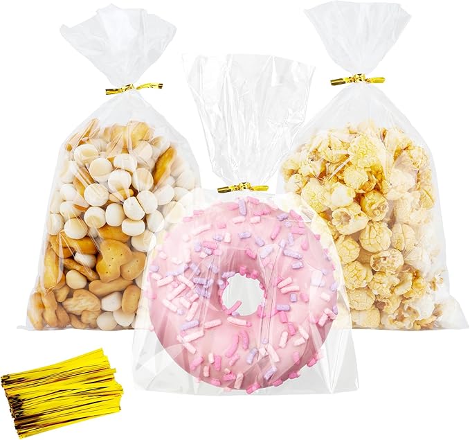 100 PCS Cellophane Treat Bags, Cidenbio 6x10 In Clear Cellophane Gift Bags by Cidenbio