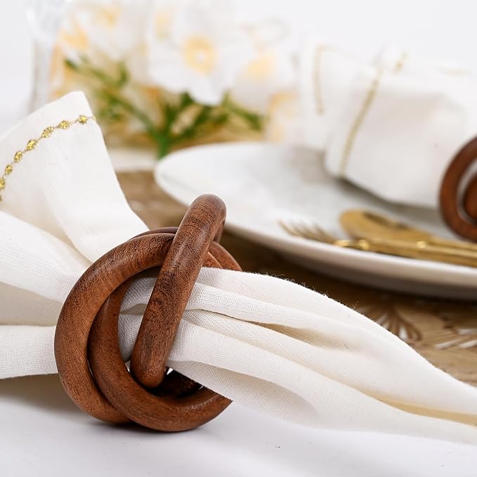Three Ring Napkin Rings Set of 8, Decorative Handcuff Serviette Ring, Napkin - Image 6