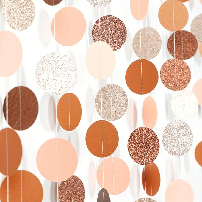 Boho Brown Rose-Gold Party-Decorations Streamers-Garland - 52ft Fall Birthday by Hugfond