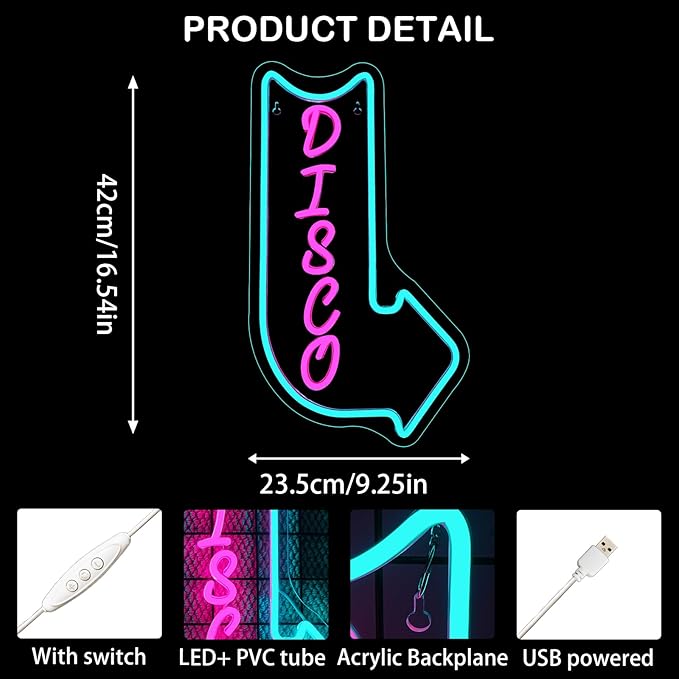 Looklight Disco Neon Signs for Wall Decor Pink Blue LED Word Light Sign - Image 5