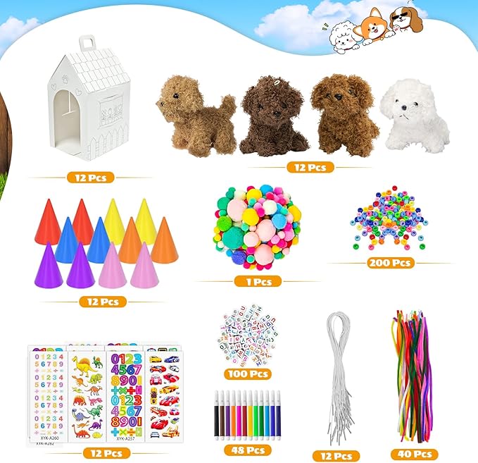 Cinrobiye 12 Sets Adopt a Puppy Party Favors DIY Dog Party Boxes Set Include 12 - Image 3