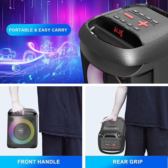 AIMAX Karaoke Machine with Bluetooth and Two Wireless Microphones, Portable - Image 5