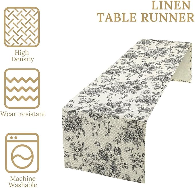 Vintage Flower Table Runner, 13x70 Inch - Image 3