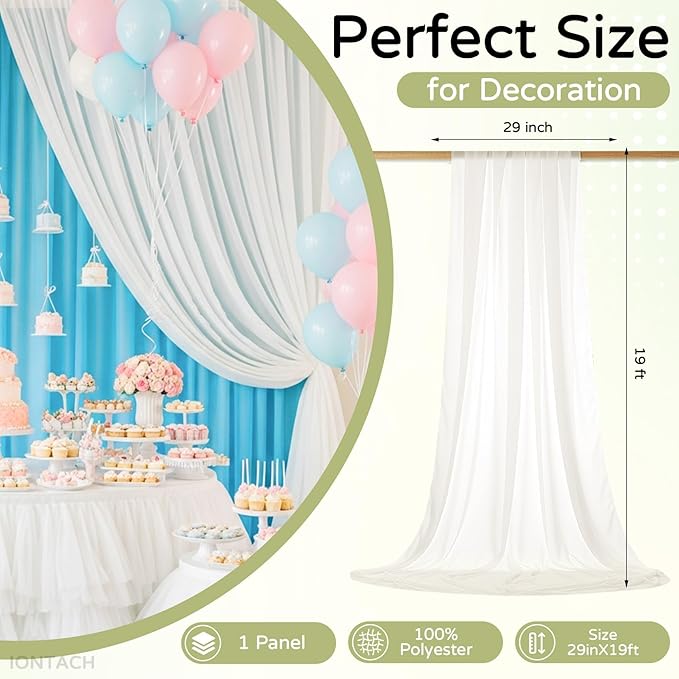 Wedding Arch Draping Fabric 29" x 19Ft Sheer Drapes - Image 2