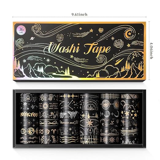 36 Rolls Glow-in-The-Dark Starry Washi Tape Set - Image 9
