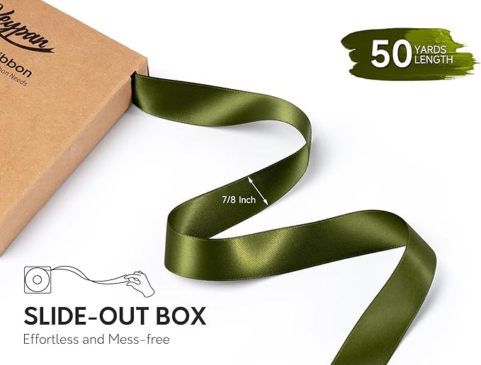 Moss Green Satin Ribbon 7/8 Inch x 50 Yards Double-Faced - Image 2