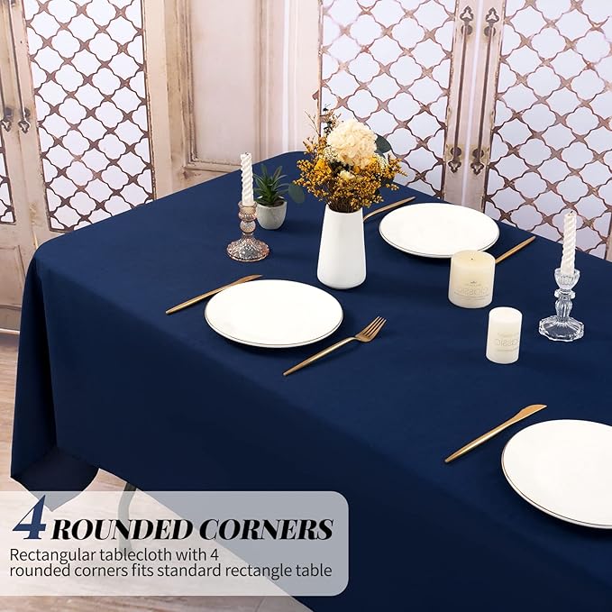 12 Pack Polyester Tablecloth 60 x 126 Inch Navy Blue Tablecloth - Image 4