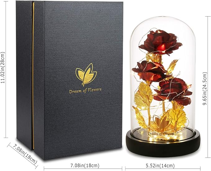 Beauty and The Beast Rose, Preserved Flowers Bouquets Gifts, Light Up Rose - Image 5