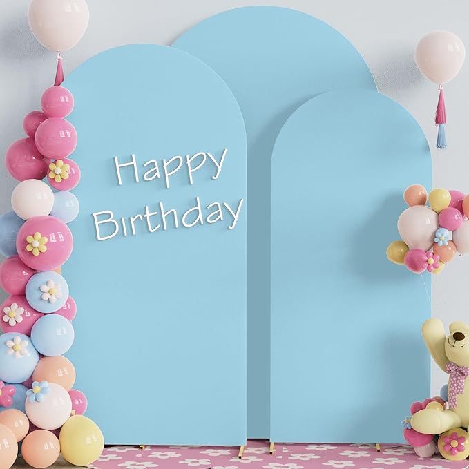 Fomcet Wedding Arch Cover 7.2FT, 6FT Dusty Blue Spandex Fitted Fabric Backdrop - Image 4