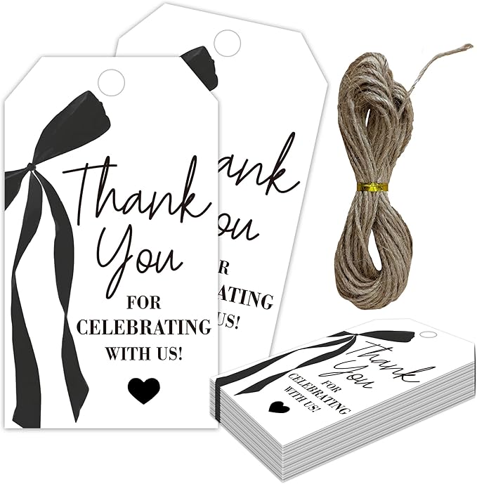 Thank You Gift Tags with String, 2x3.5 Inch Thank You by MXLINSW
