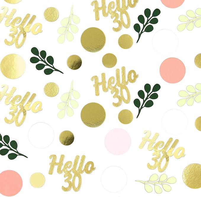 300PC 30TH Birthday Confetti for Table Pink and Sage Green Happy 30TH Birthday - Image 2