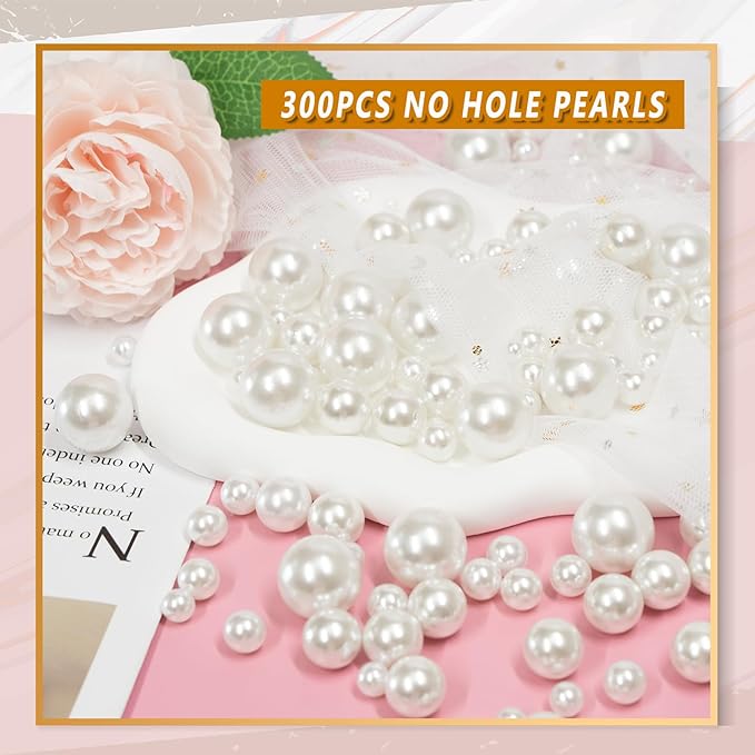 300Pcs Vase Filler White No Hole Faux Pearl Beads - Image 3