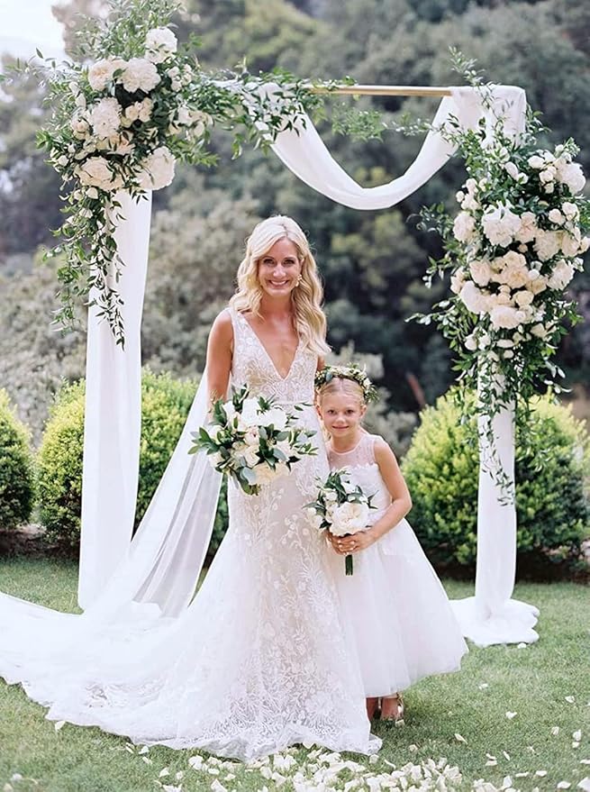 White Wedding Arch Draping Fabric 20Ft Arch - Image 3