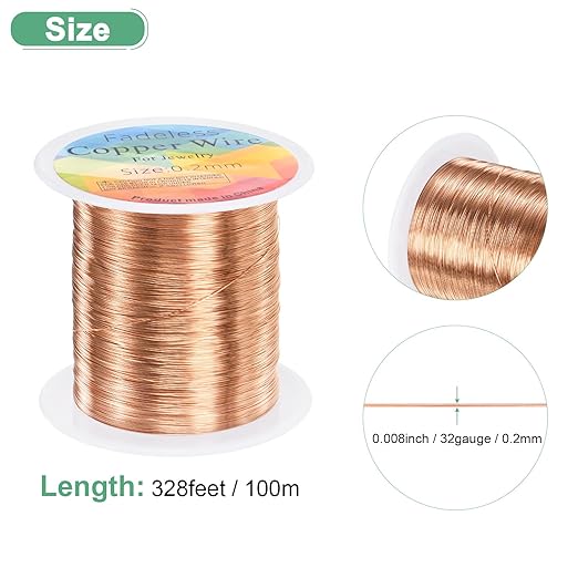 0.2mm Jewelry Wire, 32 Gauge 328FT Craft Wire Copper Beading Wire - Image 3