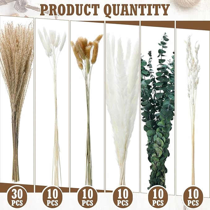 10 Set Dried Pampas Grass Centerpiece - Image 3