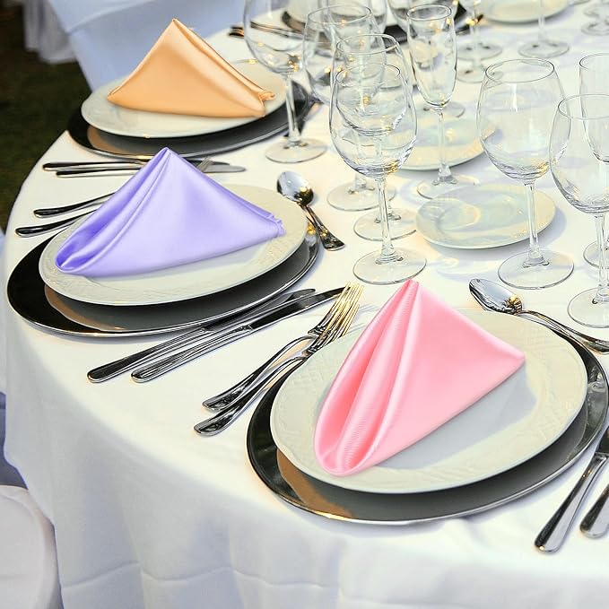 Aneco 12 Pieces Satin Napkins Soft Dinner Napkins Multicolor Square Weddings - Image 6