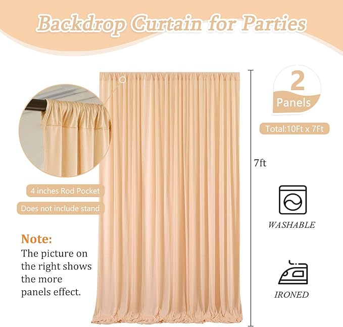 10 x 7 Feet Champagne Backdrop Curtain - Image 2