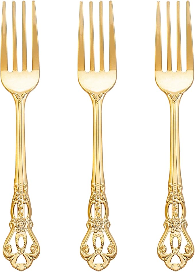 150PCS Gold Plastic Forks by Joyido