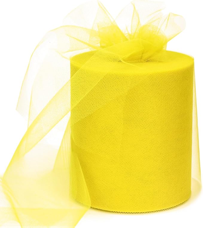 6" x 200 Yards Yellow Tulle Fabric Rolls by GCVOPTON
