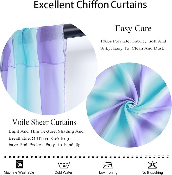 DUOBAO 2-Pack Mermaid-Inspired Chiffon Curtain Panels - Image 3