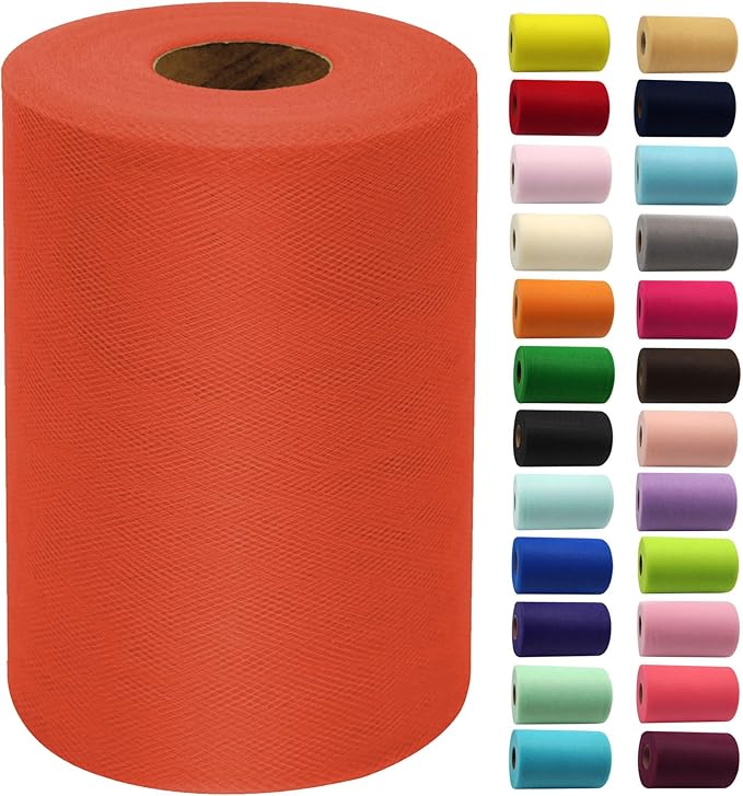 Terracotta Tulle Fabric Rolls 6 Inch by 100 Yards Fabric Spool Tulle Ribbon by IONTACH