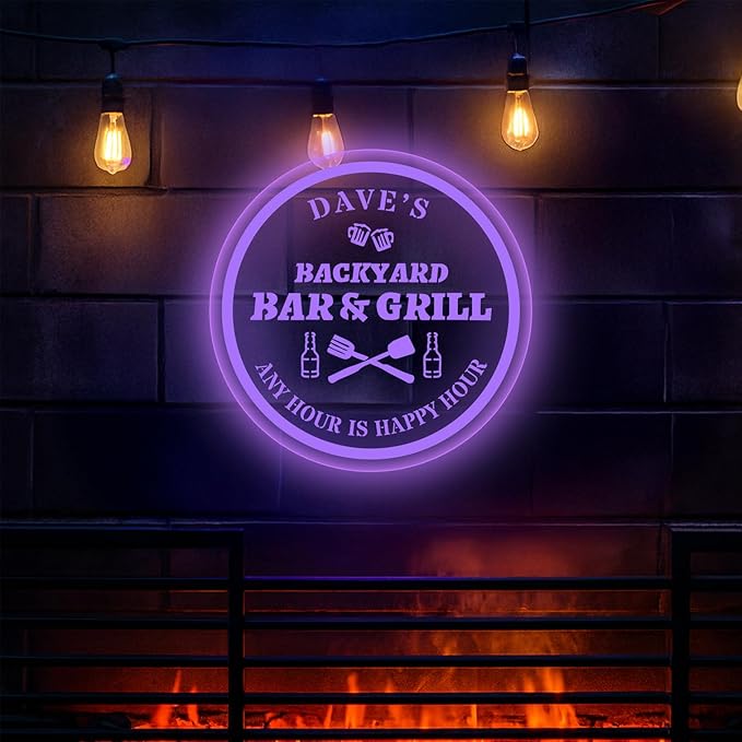 Custom Acrylic LED Bar Sign – Personalized Color Changing Wall Decor by Unknown