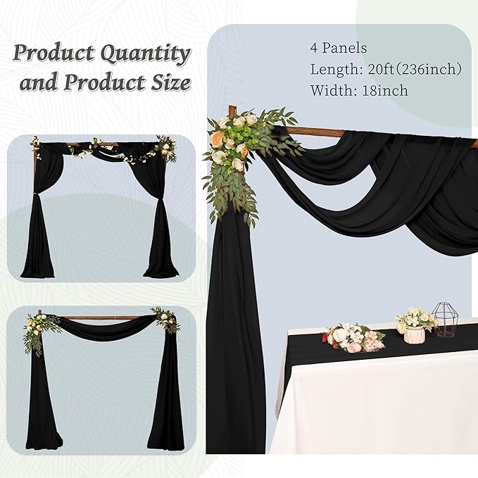 6 Panels Wedding Arch Draping Fabric 28 x 20Ft Chiffon Weddings Arch Drapes - Image 6
