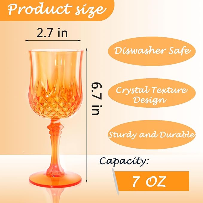 Plastic Wine Glasses，Plastic Goblets Vintage Style Cordial Drinking Glasses - Image 4