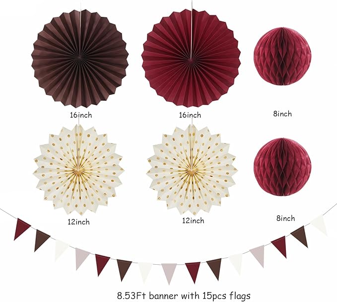 Burgundy Brown Beige Boho Party-Decorations - Image 2