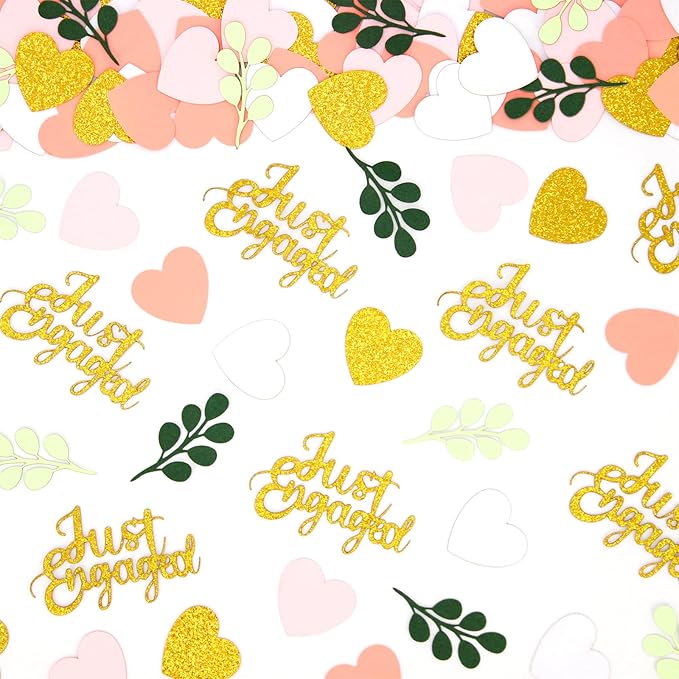 200PC Engagement Confetti for Engagement Party Decorations Sage Green and Pink by Vofrise