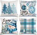 GEEORY Winter Christmas Throw Pillow Covers 16 x 16 Inch Set of 4, Xmas Trees by GEEORY