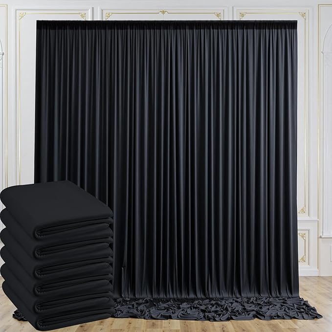 30ftx10ft Wrinkle Free Black Backdrop Curtain by CO-AVE