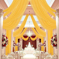 DUOBAO Chiffon Ceiling Drapes 20FT 6 Panels Gold Sheer Wedding Backdrop Curtains by DUOBAO