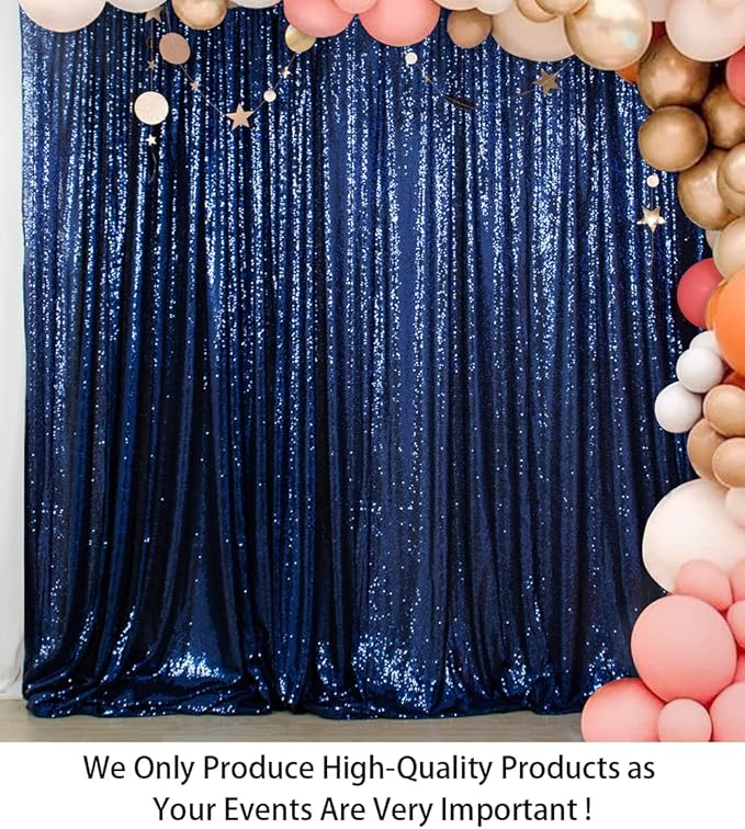 ShinyBeauty Sequin Fabric Backdrop 8ftx10ft Navy Blue Sparkle Glitter - Image 2