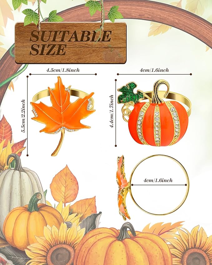 KPOSIYA Fall Napkins Rings, Fall Banquet, Holiday Dinner Party - Image 4