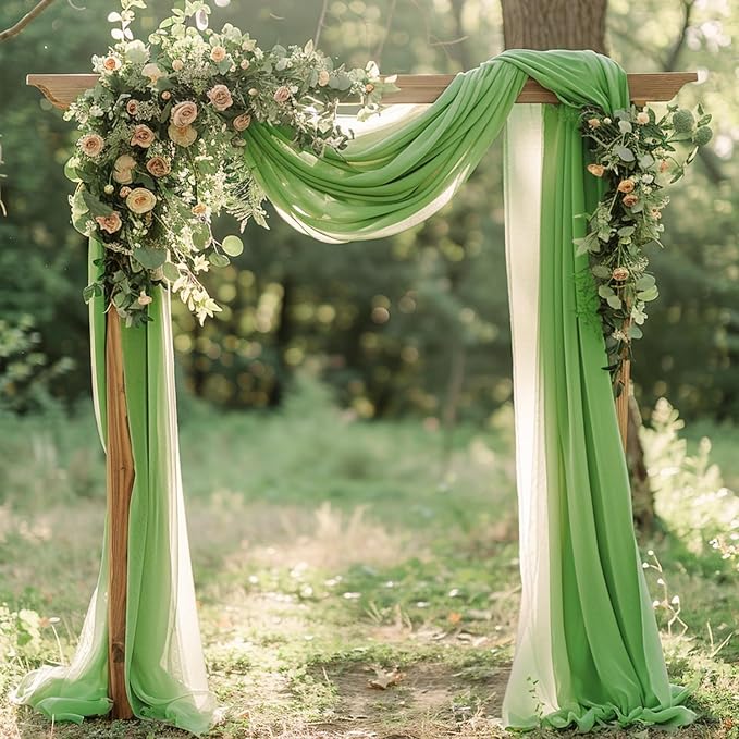 Wokceer Wedding Arch Draping 3 Panels 28.7" x 20FT Sage Green Sheer Fabric - Image 7