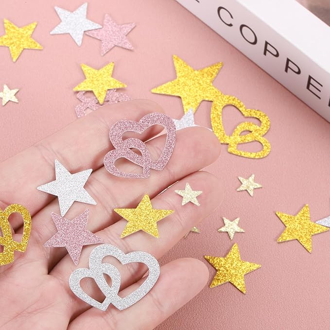 MECCANIXITY 250Pcs Heart Confetti Glitter Confetti Table Confetti Decor - Image 4